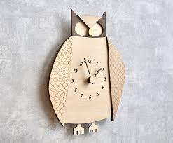 Owl Clock Wooden Wall Clock