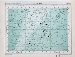 Antique Star Chart Astronomy Print Victorian Colour