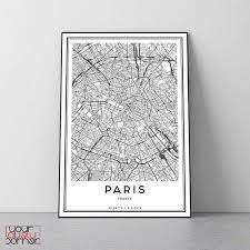 Paris Map Print Paris City Map Print