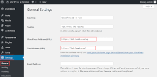 wordpress home and site url settings