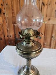 Antique Vintage Brass Glass Oil Lamp