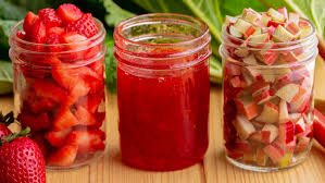 homemade strawberry rhubarb jam dish
