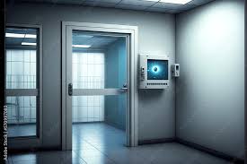 Glass Door To Monitor Surveillance Room