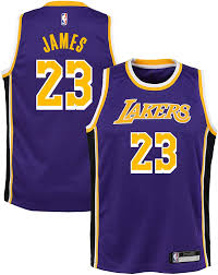 The original jerseys were influenced by the los angeles lakers and matched the nba team's color scheme. Amazon Com Outerstuff Lebron James Los Angeles Lakers 23 Purple Youth Statement Edition Swingman Jersey Small 8 Clothing