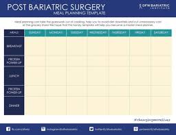 Post Bariatric Sample Meal Plan Meal Planning Template
