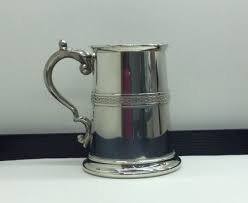 silver plated tankard style christening