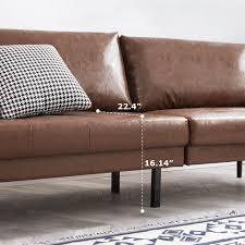 vonanda faux leather sofa couch mid