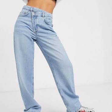 Baggy-Dad-Jeans mit gestuftem Bund