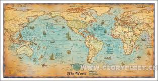Us 34 75 33 Off Large Hd Vintage Ocean Map Classrooms Office Home Decoration Detailed Antique Poster Wall Chart Cotton Cloth Canvas Painting In