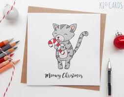 Find & download free graphic resources for christmas cat. Drawing Christmas Cat 44 Ideas Cat Cards Hand Drawn Christmas Cards Company Christmas Cards