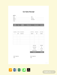 Free Car Sale Receipt Template Pdf Word Excel Apple