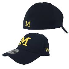 New Era University Of Michigan Navy Thin M 39thirty Stretch Fit Hat