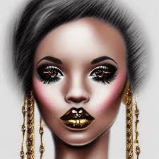 makeup sketch black woman gold roses