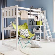 kane twin white loft bed with bookshelf