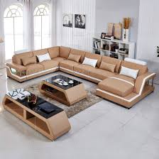 Shape Sectional Genuine Leather Sofa