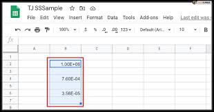 scientific notation in google sheets