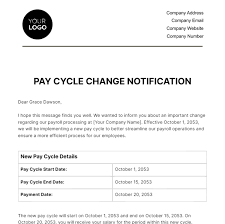 pay cycle change notification hr