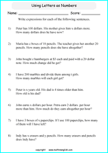 Part ii word problem examples: Printable Algebra And Pre Algebra Math Worksheets For Math Grades 6 And 7