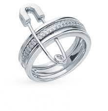 Серебряное кольцо с фианитами SUNLIGHT 1-10124: белое серебро 925 пробы,  фианит — купить в интернет-магазине Санлайт, фото, артикул 105549