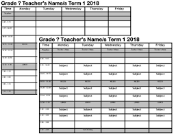 teacher clroom timetable template