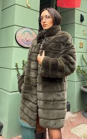 Rex Rabbit Fur Long Women S Coat Oil