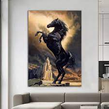 Black Horse Canvas Stallion Art
