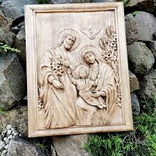 Holy Family Nativity Wood Carving