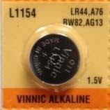 L1154 Lr44 Ag13 A76 Alkaline Button Battery
