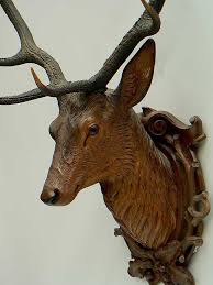 Fine Carved Wood Deer Head Ca 1900