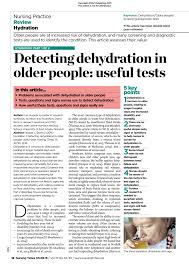 Pdf Detecting Dehydration In Older People Useful Tests