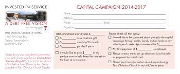 church capital caign pledge card