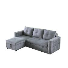 Gray Velvet Twin Size Sofa Bed Lys002
