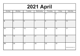 2021 monthly calendar printable word. Calendar 2021 April Month Di 2021