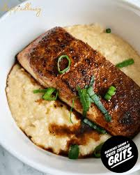 blackened salmon quick cheddar grits