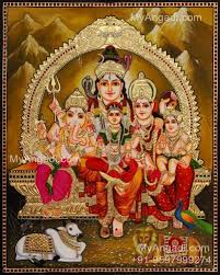 lord shiva family tanjore painting