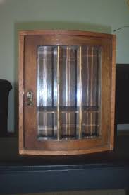 Antique Oak Wall Cabinet With Beveled