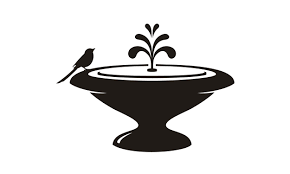 Bird Water Fountain Stone Garden Logo