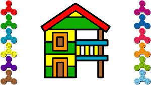 Bé tập vẽ Ngôi nhà hiện đại | Tô màu ngôi nhà 2 tầng | How to draw a modern  house for kids - YouTube