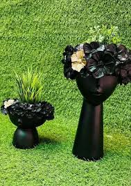 Plain Black Fiber Flower Pots For