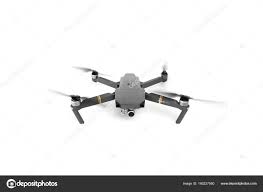 dji mavic pro drone in flight on white