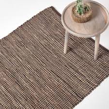 madras leather hemp rug brown