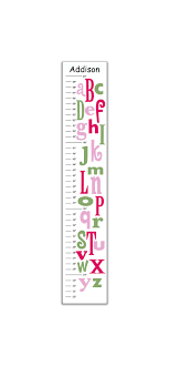 Personalized Alphabet Pink Navy Ruby Canvas Growth Chart