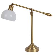Allen Roth Brass Table Lamp With Glass Shade