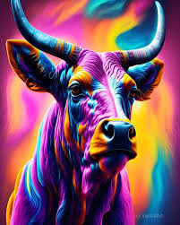 Vibrant Bull Colorful Animal Art Ventix