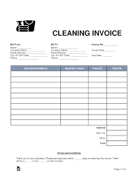 Free Cleaning Housekeeping Invoice Template Word Pdf
