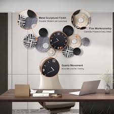 Mute Wall Clock Metal Hanging Home Art