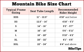 mountain bike size chart