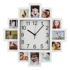 White Collage Picture Frame Wall Clock