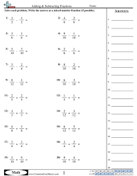 In this adding and subtracting improper fractions worksheet we outline how you can add both regular and improper fractions together. Adding And Subtracting Fractions Worksheets With Answer Key Adding And Subtracting Fractions Fractions Worksheets Subtracting Fractions