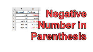 negative numbers in paheses excel